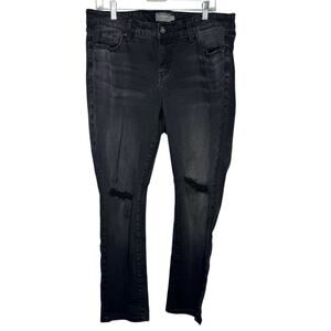 TORRID / black wash distressed straight leg jeans / 16 SHORT